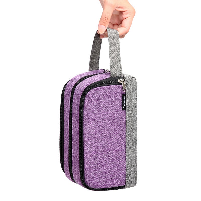 Yeiotsy Dopp Kit for Men - Color Clash Travel Toiletry Organizer with Mesh Pockets, Durable Shaving bag for Gym & Camping (Purple) - Image 4
